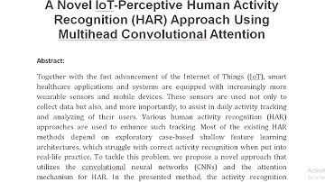 A Novel IoT Perceptive Human Activity Recognition HAR Approach Using Multihead Convolutional Attenti