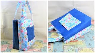 双子トートバッグ作り方　 裏地付きマチありバッグ作り方　how to make a tote bag