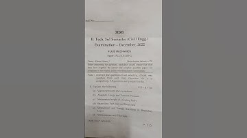 Question paper MDU B.Tech(Civil engg.)3rd semester Fluid Mechanics  question paper