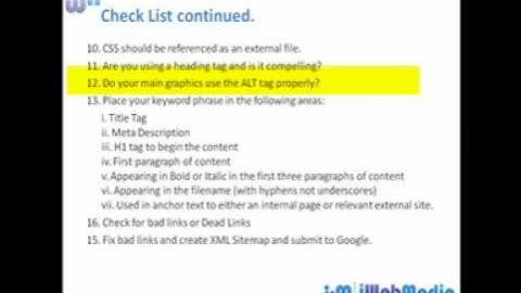 SEO Checklist - SEO Fundamentals by iWeb Media