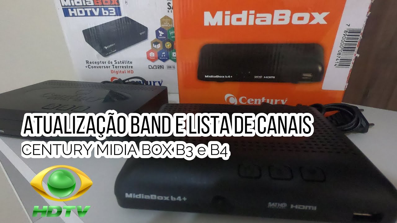 CENTURY MIDIA BOX B3 B4 Atualização da BAND e lista de canais na ANTENA PARABÓLICA PASSO A