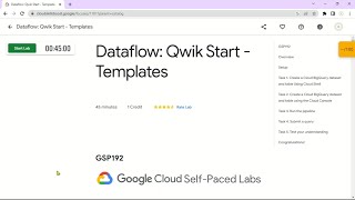 Dataflow Qwik Start Templates || GSP192 || Solution