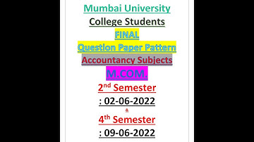 M.Com. | SEMESTER 2ND & 4TH | Question Paper Pattern |Accounts| Mumbai University | 2021-22