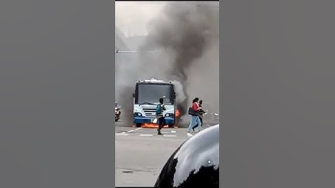 BMTC bus (route 144E) caught fire at Anil Kumble Circle on M G Road, Bengaluru around 9 am.