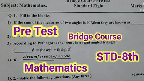 Bridge Course 8th Class Sub maths pre test@shortanswer8213