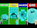 Minecraft Battle: NOOB vs PRO vs HACKER vs GOD: DIAMOND TUNNEL PIT HOUSE BUILD CHALLENGE / Animation