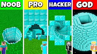 Minecraft Battle: NOOB vs PRO vs HACKER vs GOD: DIAMOND TUNNEL PIT HOUSE BUILD CHALLENGE / Animation