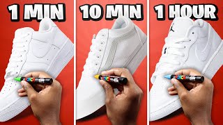Customizing Shoes in 1 Minute, 10 Minutes, \& 1 Hour - Challenge