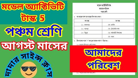 পঞ্চম শ্রেণীর আগস্ট মাসের আমাদের পরিবেশ মডেল টাস্ক | class 5 amader PORIBES model activity task 5