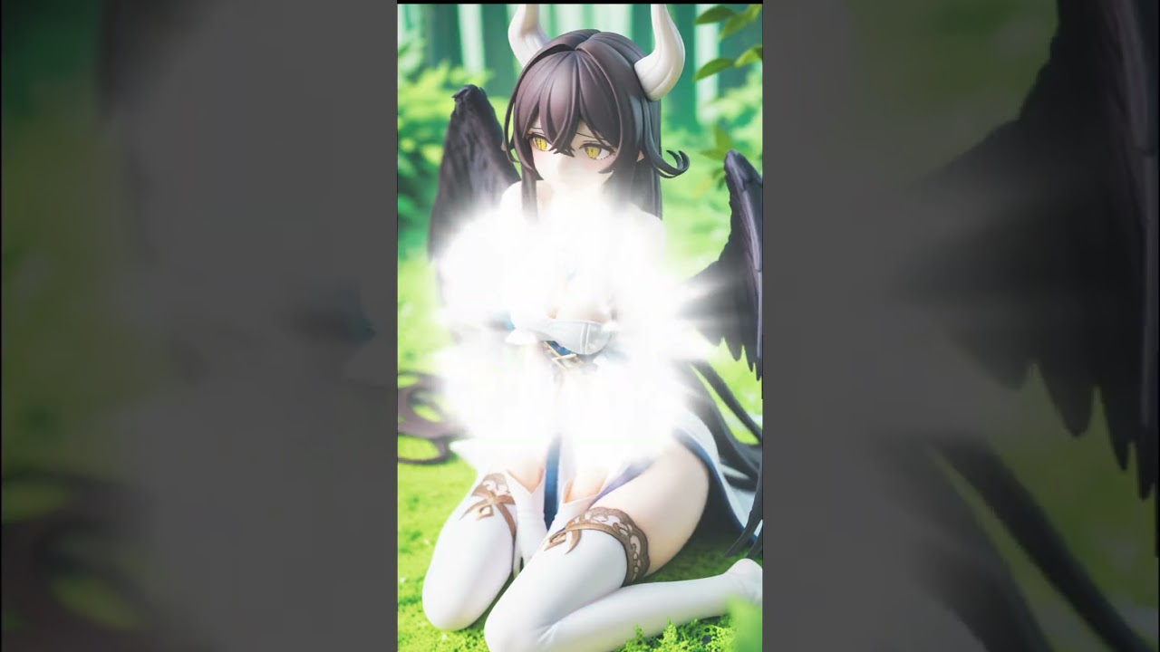 Captivating Albedo PVC Figure: Blushing and Kneeling in a Forest Scene