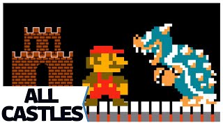 Super Mario Bros | ALL CASTLE LEVELS [No Damage] | NES (Nintendo Entertainment System)