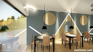 16X33 Cafeteria | Fast Food Shop Interior Design Idea | Low Cost Cafe Interior Design in India