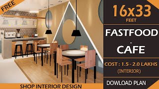 16X33 Cafeteria | Fast Food Shop Interior Design Idea | Low Cost Cafe Interior Design in India screenshot 5