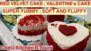 RED VELVET CAKE | VALENTINE's CAKE  SUPER YUMMY SOFT AND FLUFFY |  CHEFJ KITCHEN N TOURS screenshot 2
