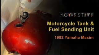 De-rusting motorcycle gas tank and cleaning fuel sending unit