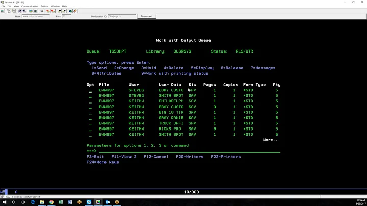 how to answer AS400 IBM iSeries printer outq messages