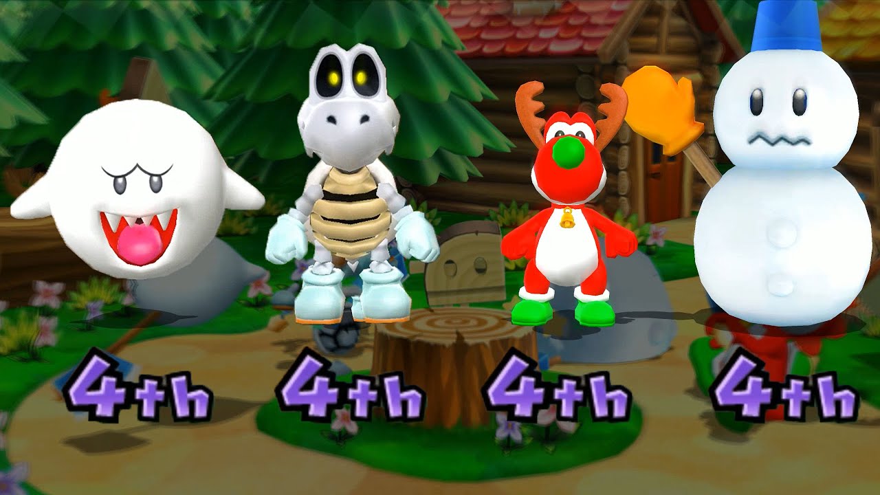 Mario Party 9 Mod - Minigames - Dry Bones Vs Mr. Blizzard Vs Boo Vs Yoshi #Onlymario