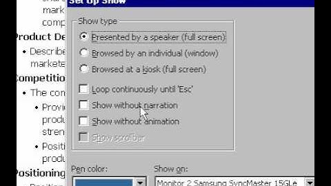 Microsoft Office PowerPoint 2000 Slideshow setup