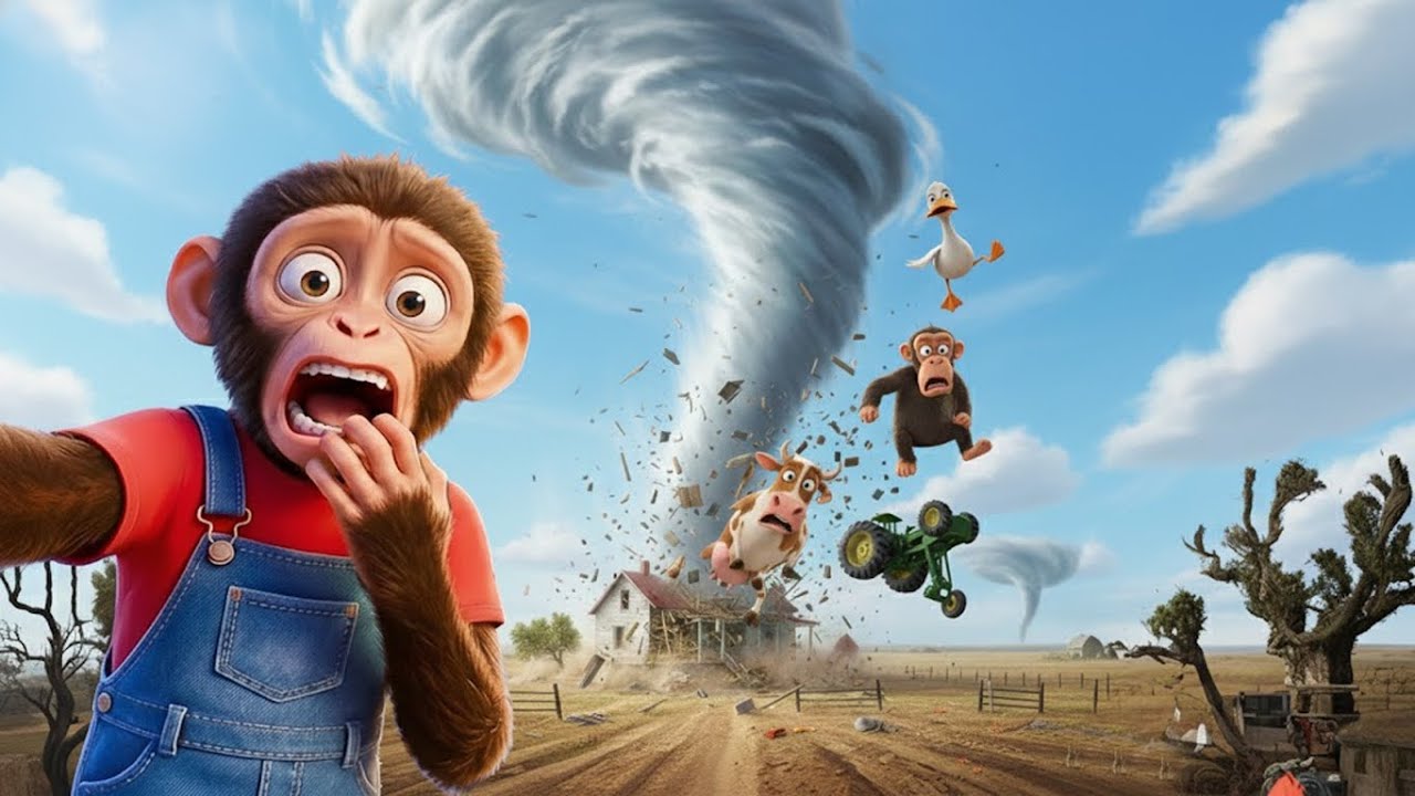 The most terrifying storm in history confronts baby monkeys..Epic Funny Rescue