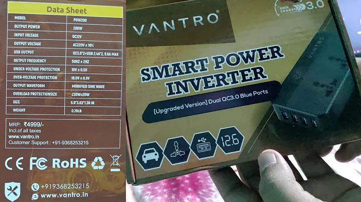 Car inverter laptop charger | Vantro Car Power Inverter 200W | Mobile Inverter | Power Loss Zero