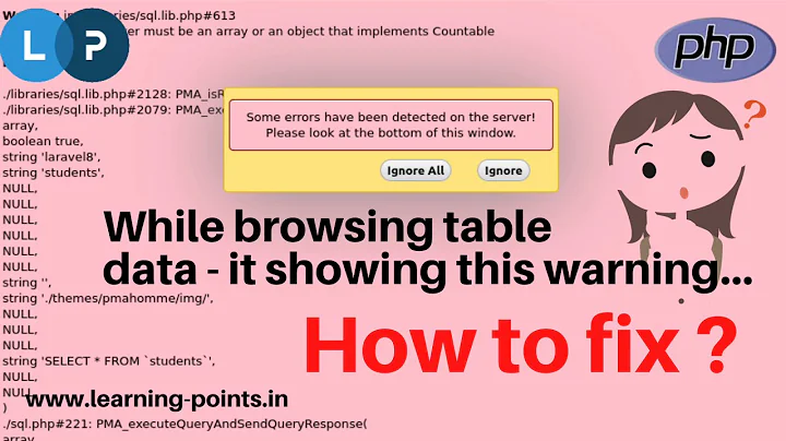 While browsing table showing error | Mysql ignore all error | Learning Points