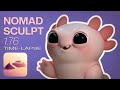 Nomad sculpt timelapse  baby axolotl 4k