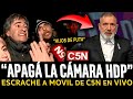 Escrache a movil de c5n de libertarios en el luna park