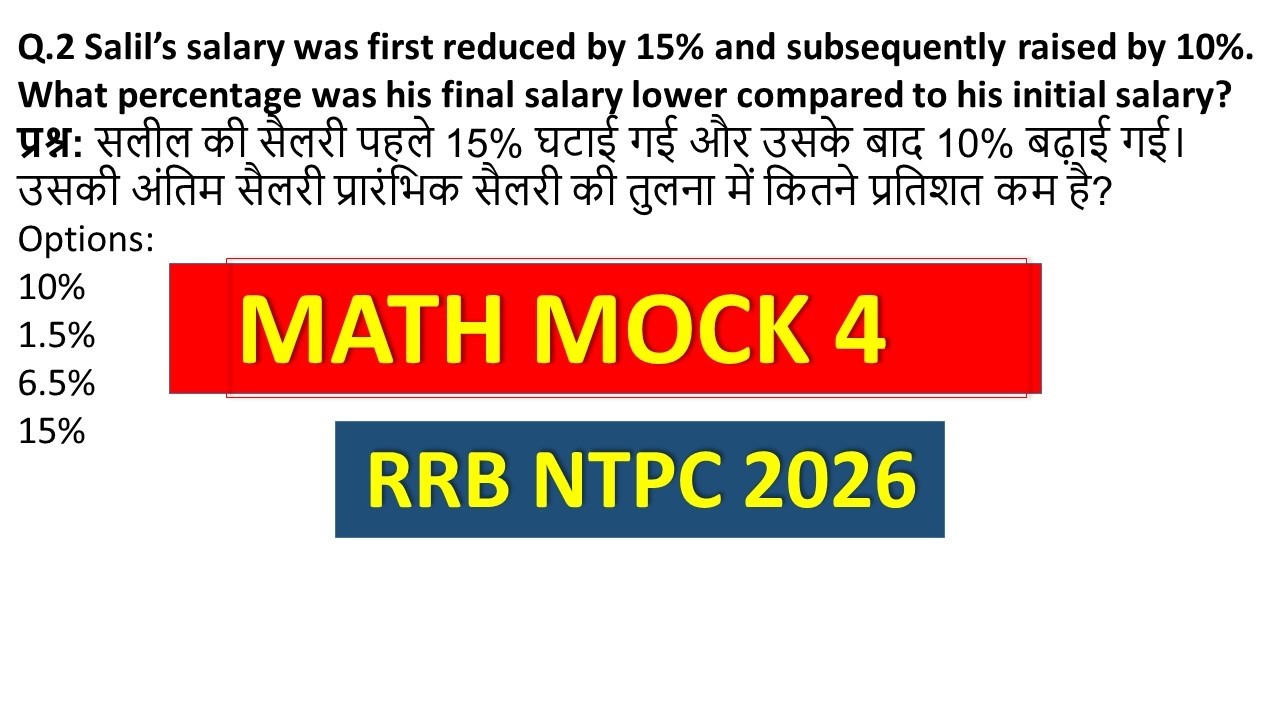 MOCK 4 MATH I RRB NTPC 2026