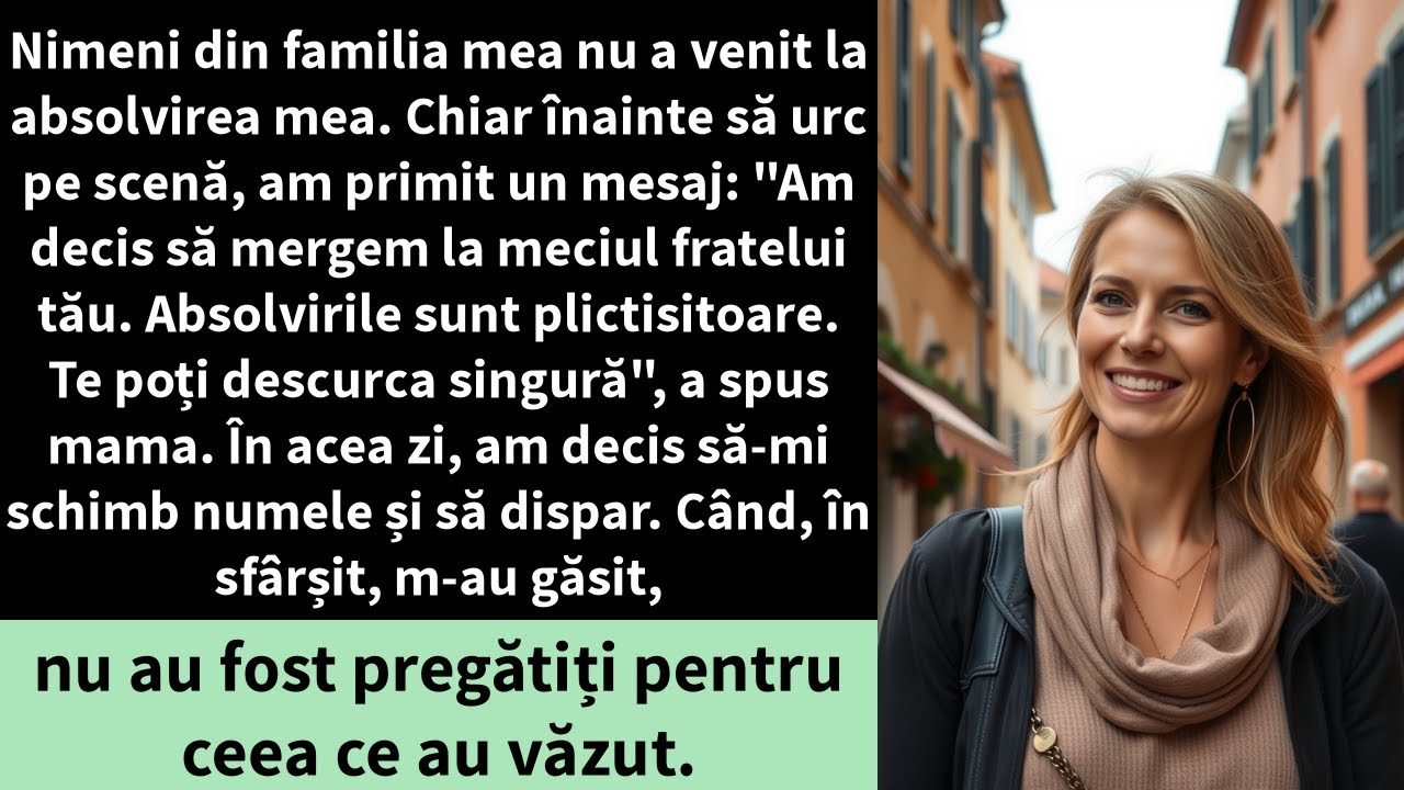 Nimeni din familia mea nu a venit la absolvirea mea. Chiar înainte să urc pe scenă,