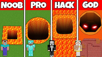 Minecraft Battle: NOOB vs PRO vs HACKER vs GOD! LAVA TUNNEL HOUSE BUILD CHALLENGE in Minecraft