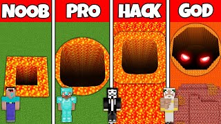 Minecraft Battle: NOOB vs PRO vs HACKER vs GOD! LAVA TUNNEL HOUSE BUILD CHALLENGE in Minecraft