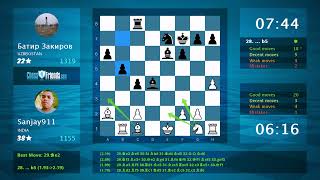 Chess Game Analysis: Sanjay911 - Батир Закиров, 1-0 (By ChessFriends.com)