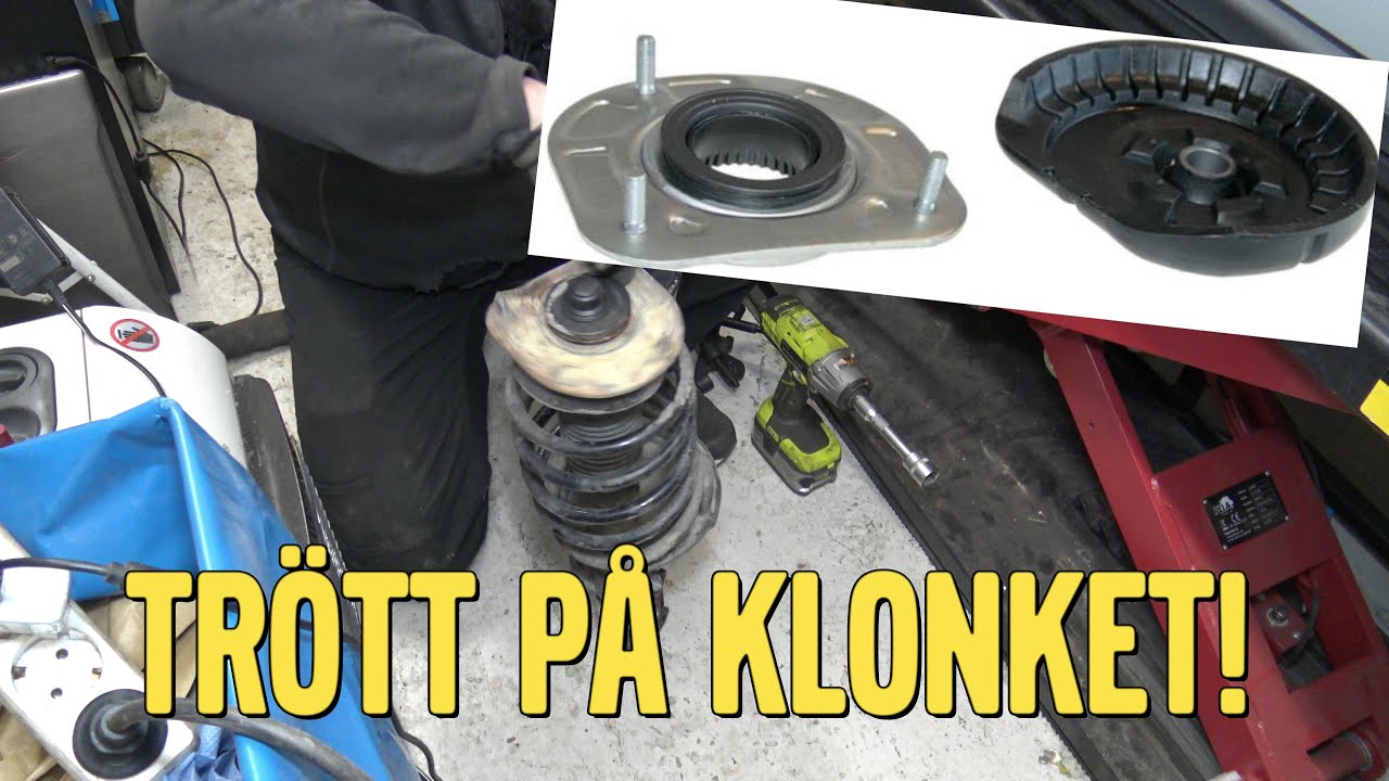 Byter topplagring, fjädersäte och krängninshämmarstag, bli av med klonket i framvagnen