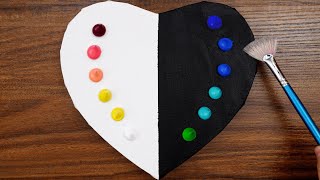 "Life is Heart" Half & Half Acrylic Painting From Dots｜How To Painting For Beginners (1256)