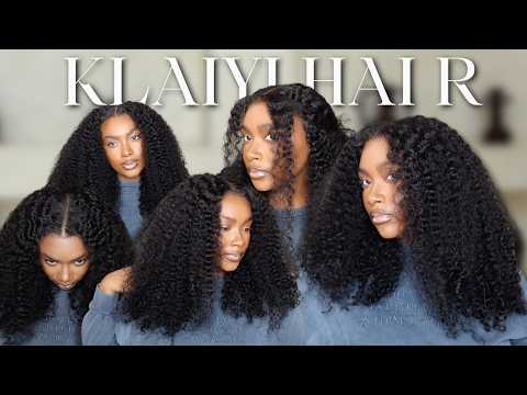 😍⏰QUICK 5MIN INSTALL| 100% GLUELESS 7X5 CURLY COIL PUT ON AND GO WIG TUTORIAL| KLAIYI HAIR