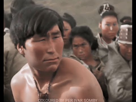 Colorized movie clip: Inuits in  ritual fight