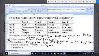 WAEC 2020 AGRIC  SCIENCE OBJECTIVE PAST QUESTION 15 Cropping systems screenshot 5