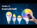 Yourlite wifi tuya app control e27 e14 lamp holder rgb color changing smart led bulbs