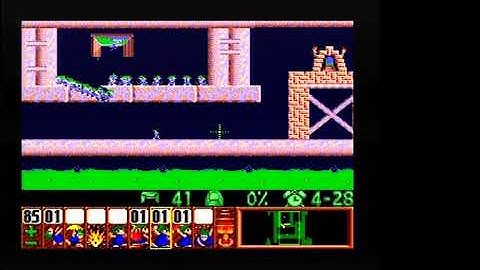 Lemmings SNES Mayhem 20 No added colours or Lemmings 10001 points (100% saved & 6 skills used)