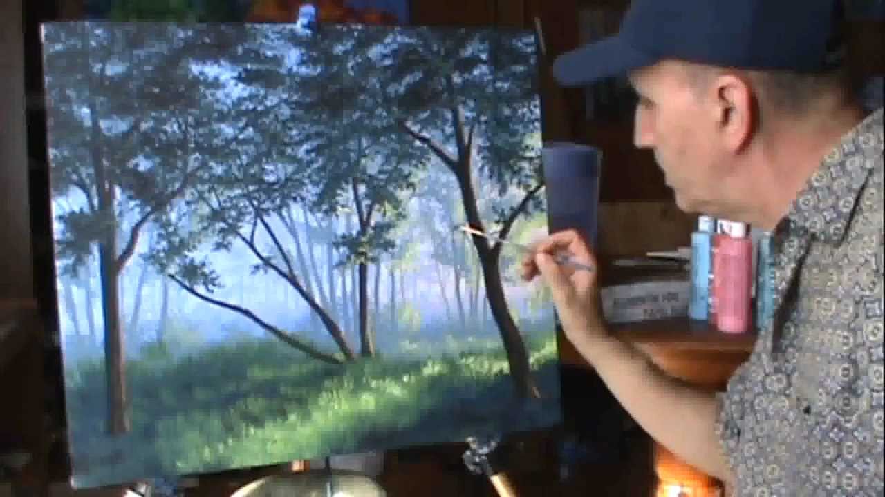 Cara melukis kabut di hutan menggunakan warna  akrilik di 