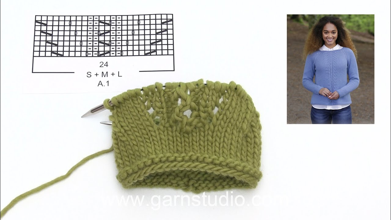 How to knit the lace pattern for the jumper in DROPS 181-20