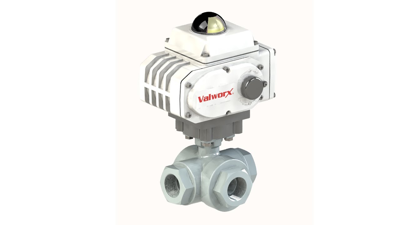 Valworx Electric Actuated Stainless L-Port 3-Way Ball Valves