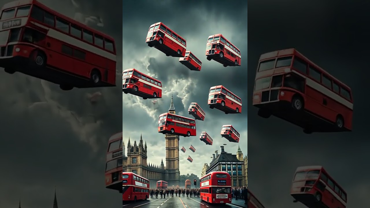 London’s iconic red double-decker buses. 