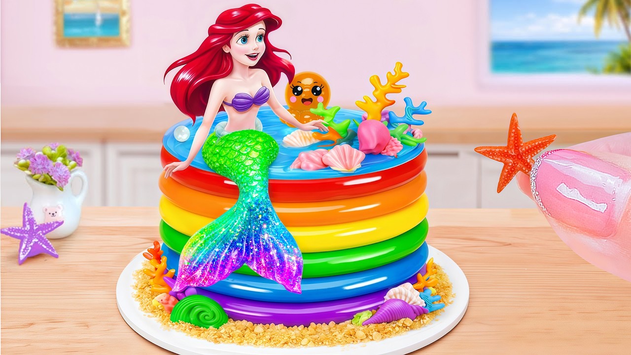 Beautiful Mermaid Princess Cake Decorating 🧜‍♀️ Satisfying Mini Disney Princess Jelly Cake ASMR