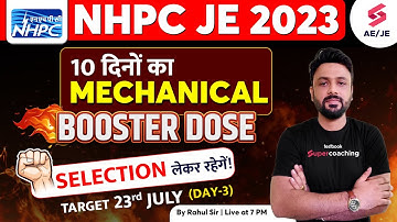 NHPC JE Classes Mechanical 2023 | 10 Days Booster Dose-3| NHPC JE Previous Year Question | Rahul Sir