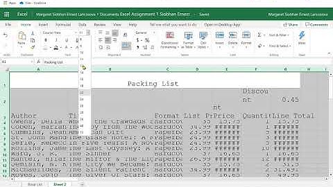 Excel Assignment 1 Formatting