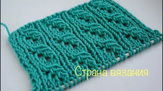 картинка: Узоры спицами. Ажурные дорожки с косами. Lace paths with braids.