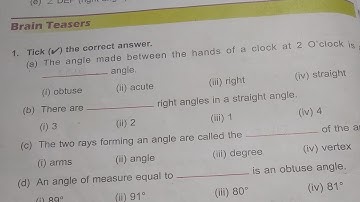 Dav Public School Class 4 Math Unit 10   || Brain Teasers || Angles ||  @madhubanclasses