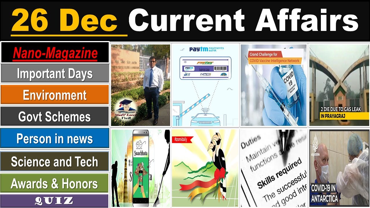 Daily Current Affairs Live Show, PIB News, Indian Express, The Hindu, Nano Magazine 26 Dec 2020 VeeR