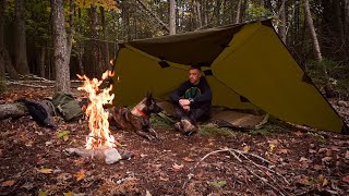 Oilskin Tarp, Wool Blanket Overnight Bushcraft Camp-Caveman Steak- Bough Bed-Long Fire PACK GIVEAWAY